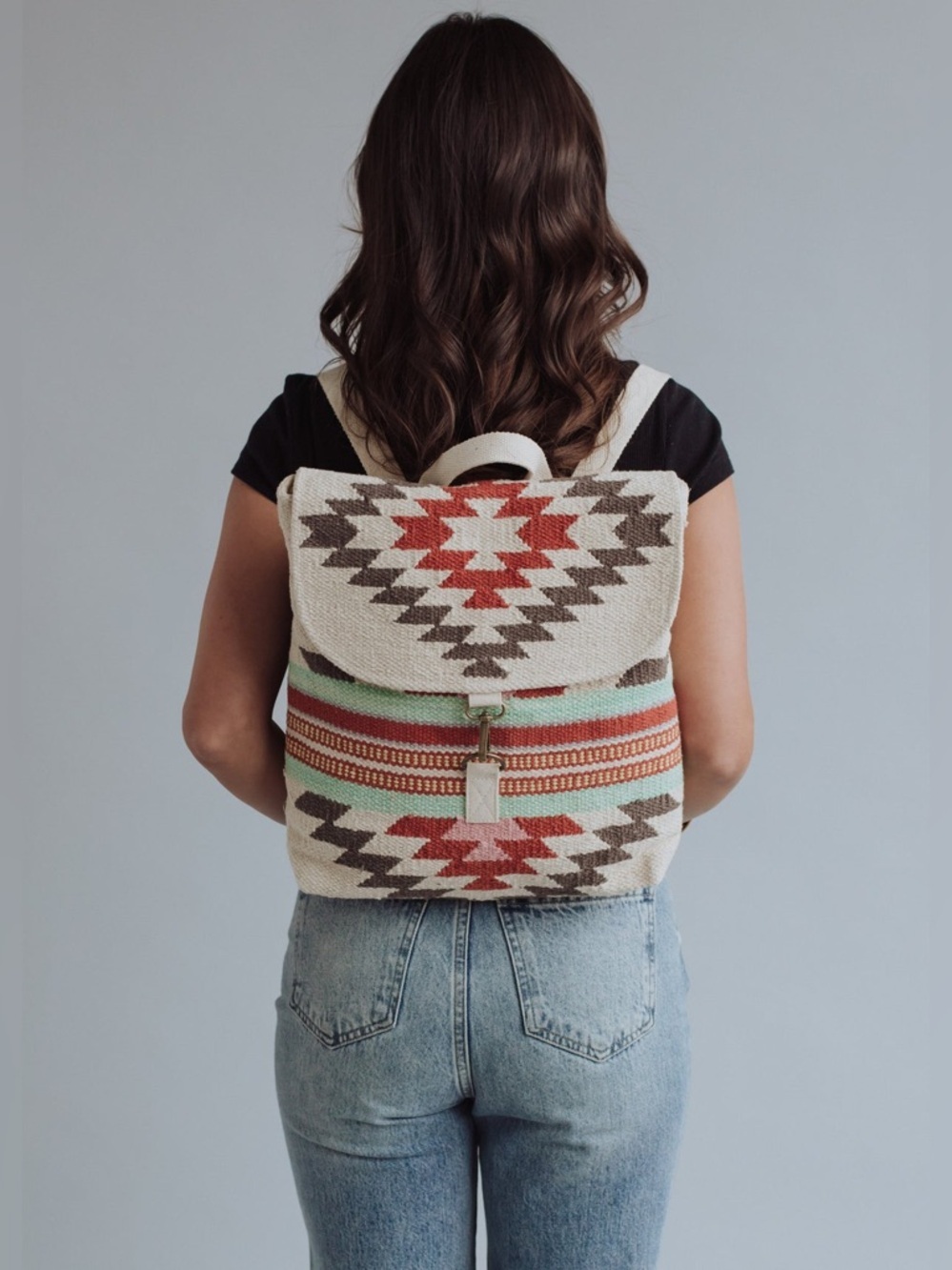 NWT Boho Western Festival Aztec Tribal Print Southwestern Backpack Purse Bag - Picture 2 of 5